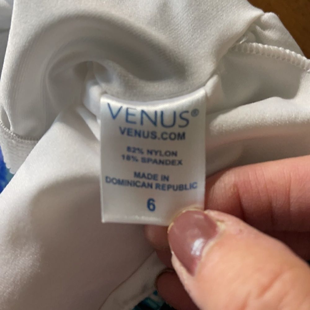 Venus Swimsuit Top Blue Abstract Pattern Size 6 - Picture 3 of 5